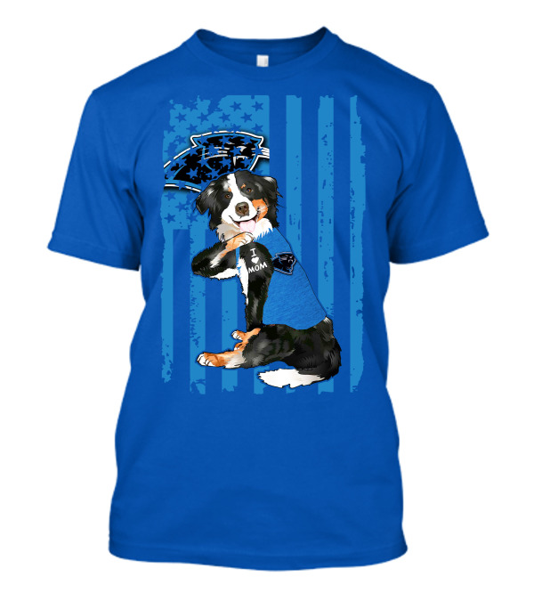 Border Collie I Love Mom Carolina Panthers T-Shirt