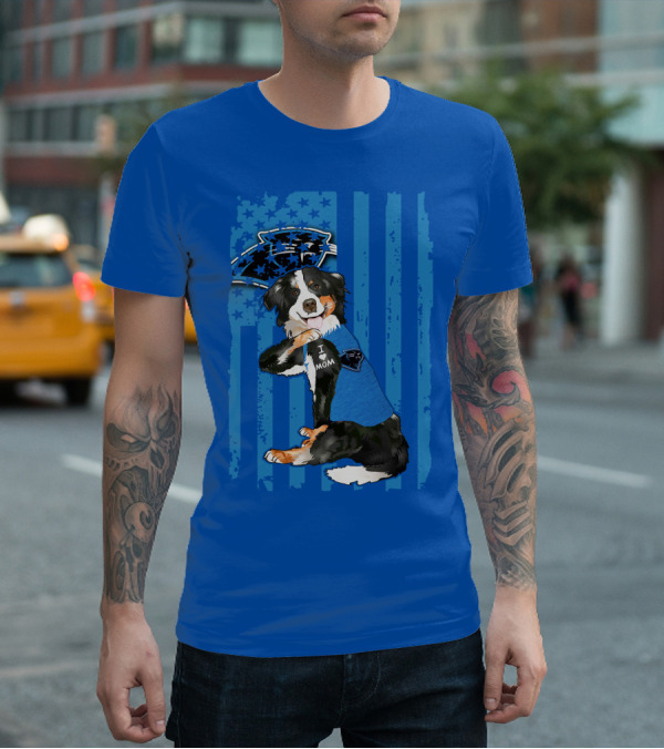 Border Collie I Love Mom Carolina Panthers T-Shirt