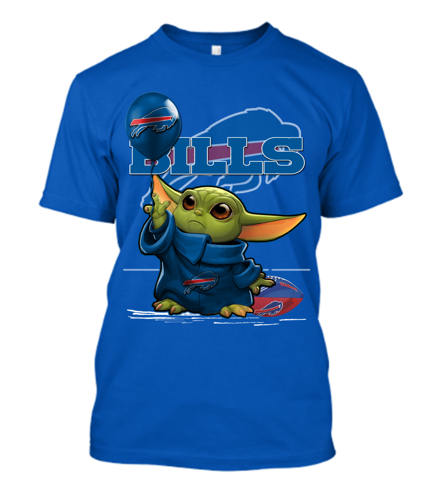 Yoda V1 Buffalo Bills Baby Alien Holding Buffalo Bills Balloon Football T-Shirt