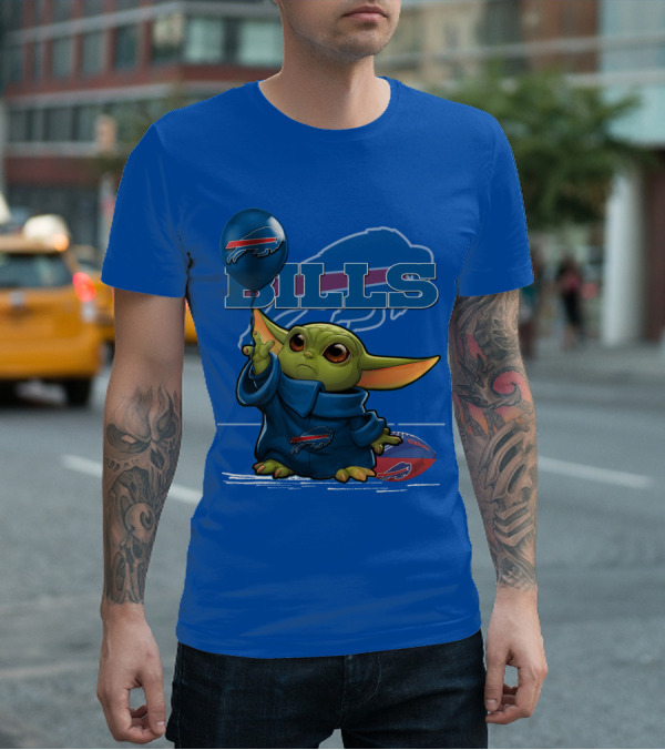 Yoda V1 Buffalo Bills Baby Alien Holding Buffalo Bills Balloon Football T-Shirt