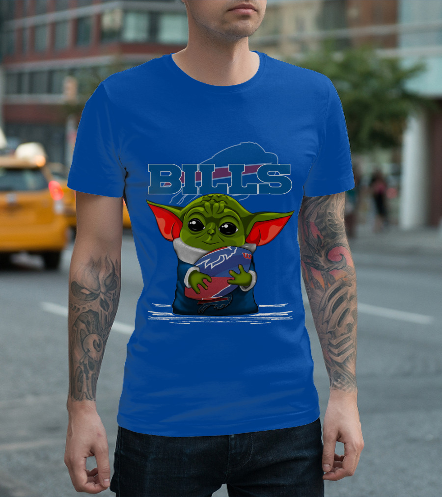 Yoda Buffalo Bills Fan Holding Football T-Shirt