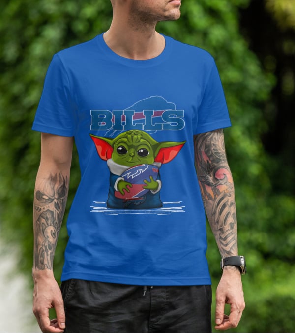 Yoda Buffalo Bills Fan Holding Football T-Shirt
