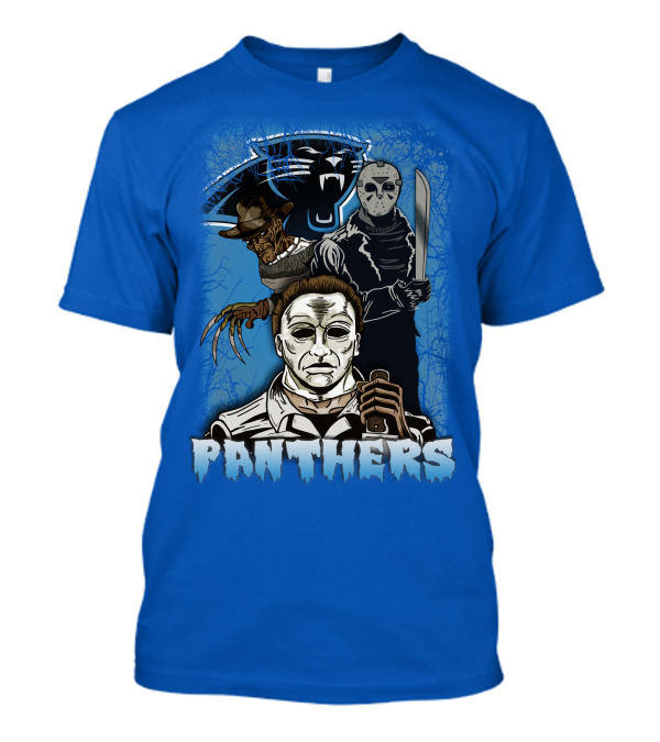 Carolina Panthers Horror Movie Villains Mashup T-Shirt