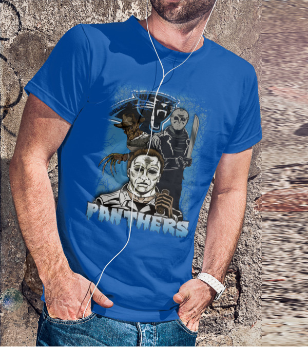 Carolina Panthers Horror Movie Villains Mashup T-Shirt