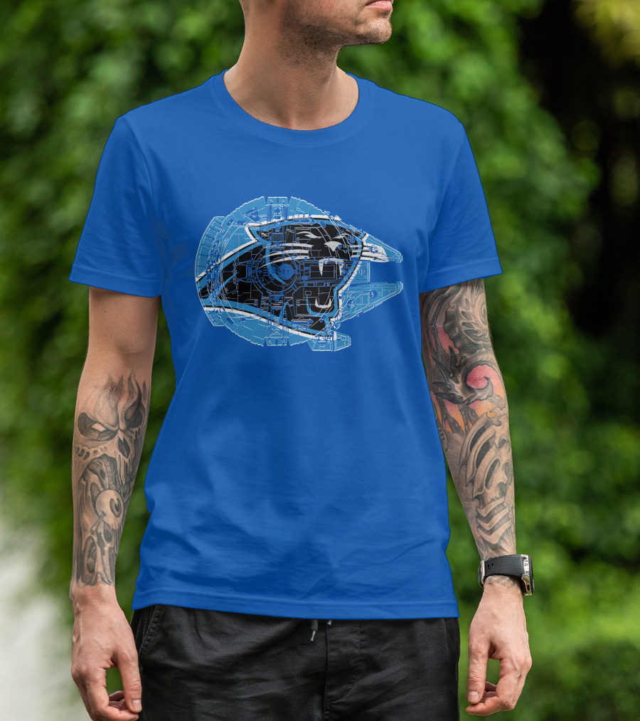 Carolina Panthers 56 Starship Blueprint Helmet T-Shirt