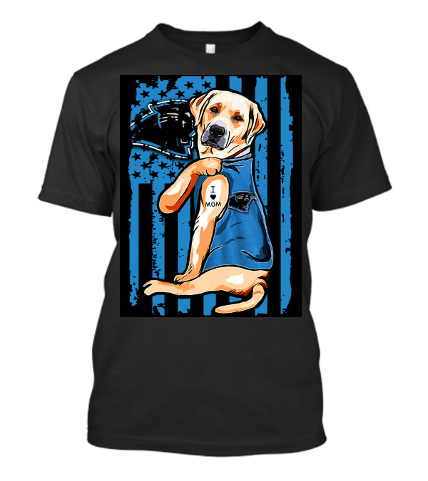 Labrador Retriever I Love Mom Carolina Panthers T-Shirt
