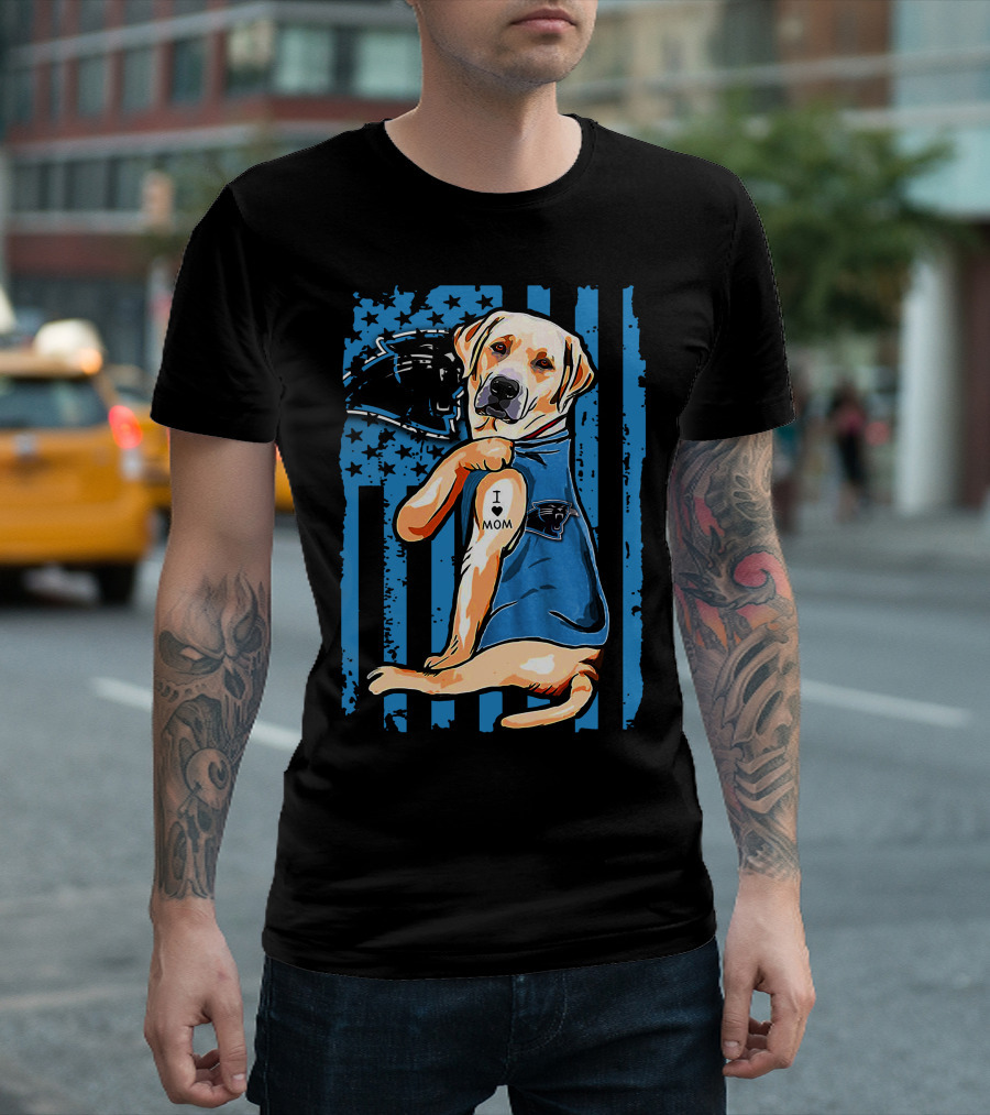 Labrador Retriever I Love Mom Carolina Panthers T-Shirt