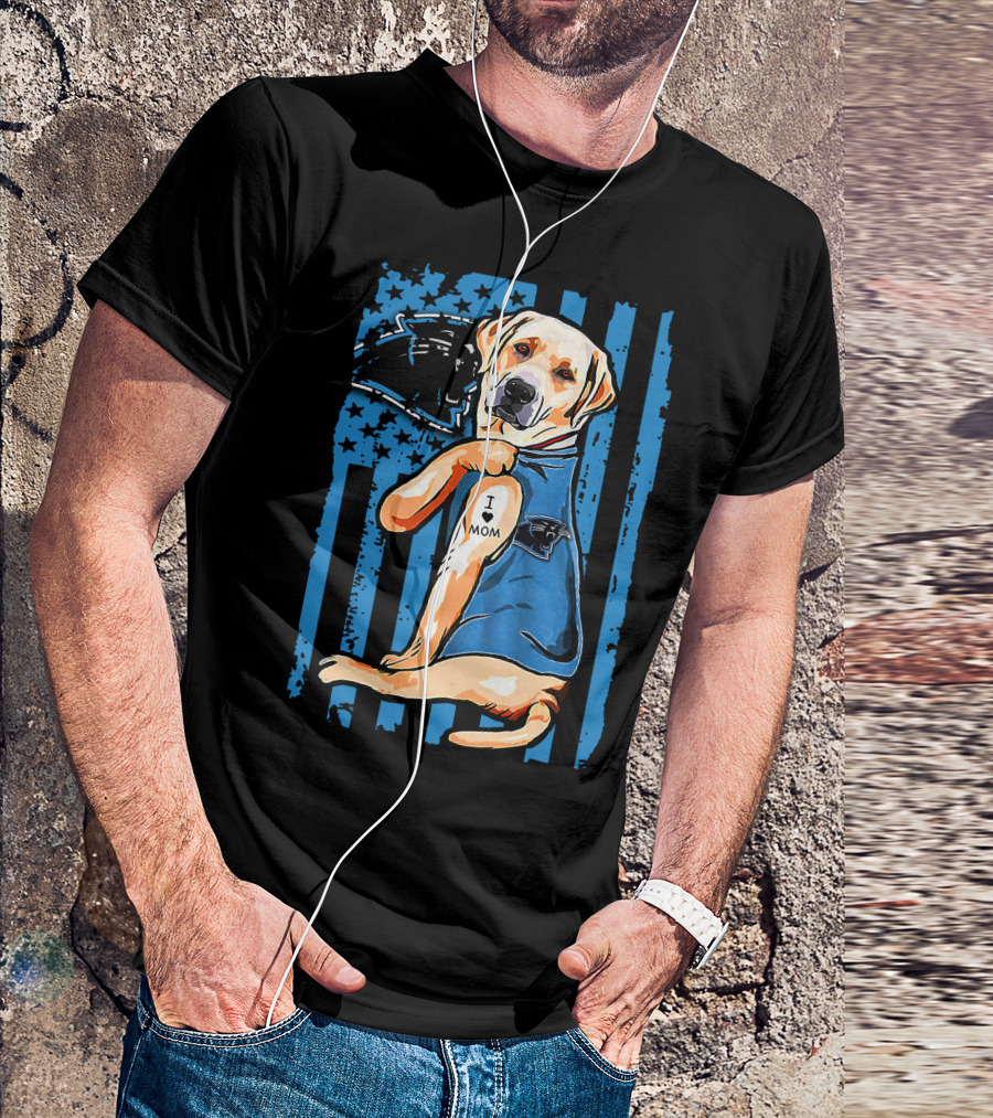 Labrador Retriever I Love Mom Carolina Panthers T-Shirt