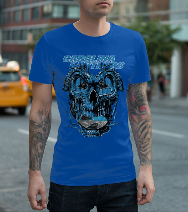 Carolina Panthers Dragonskull Helmet T-Shirt