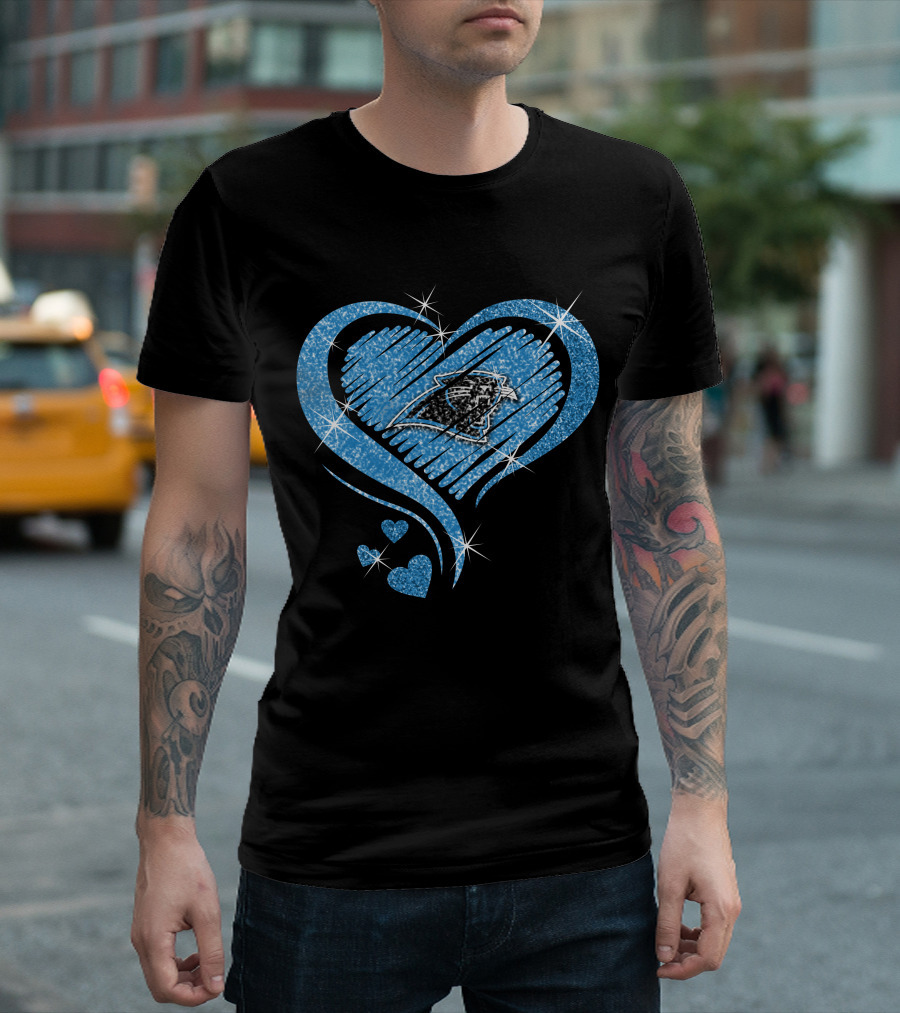 Heart Diamond Sparkle Carolina Panthers Fan Love T-Shirt