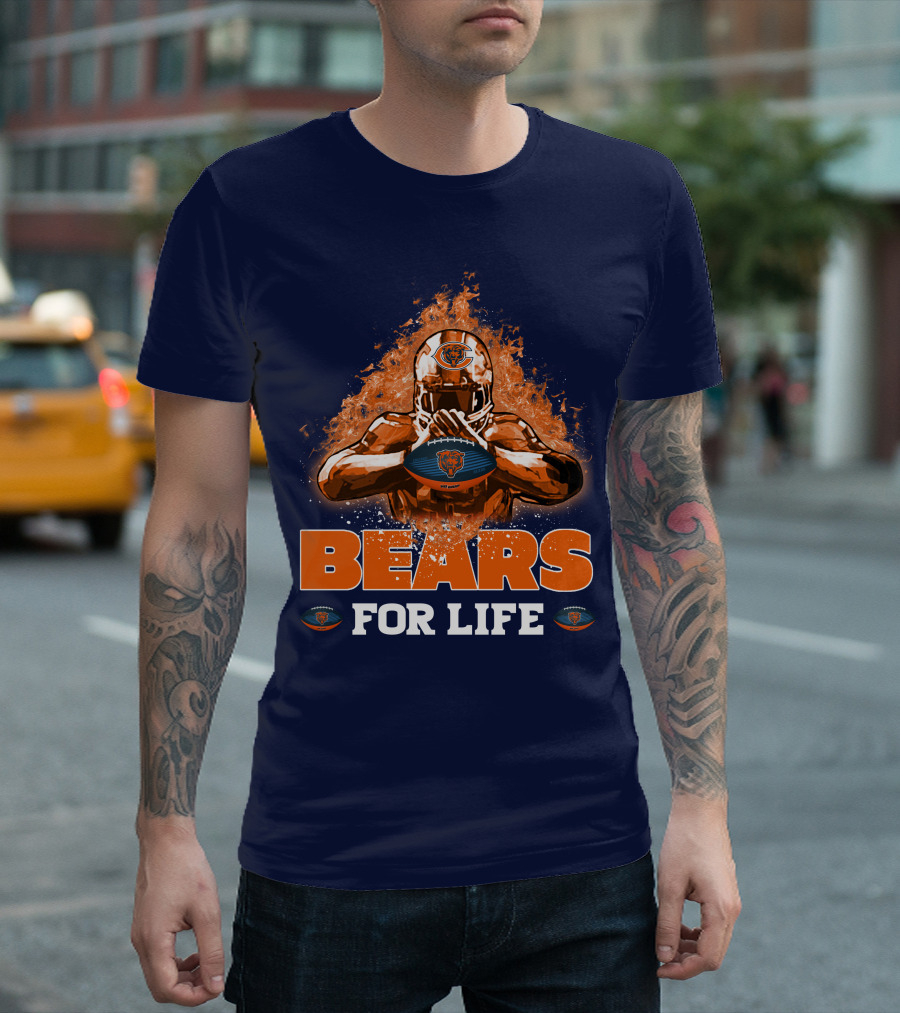BEARS FOR LIFE CHICAGO BEARS FOOTBALL FLAMES T-Shirt