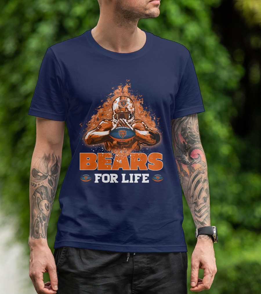 BEARS FOR LIFE CHICAGO BEARS FOOTBALL FLAMES T-Shirt
