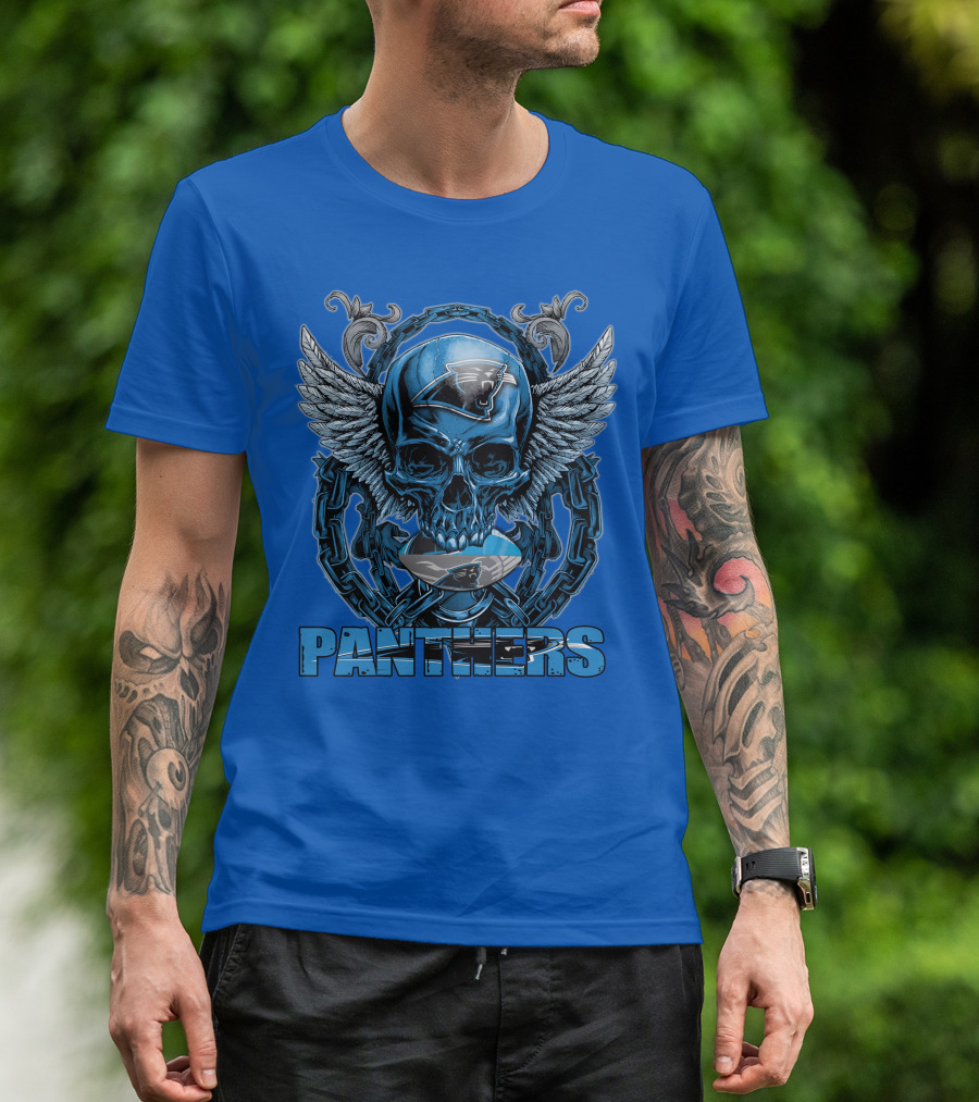 Skullfb PANTHERS Carolina Logo Wings Chains T-Shirt