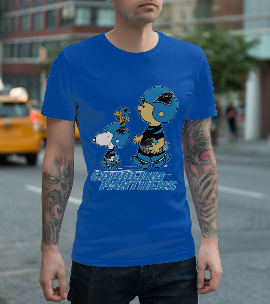 Snpfootball CAROLINA PANTHERS Peanuts Characters Blue Helmet T-Shirt