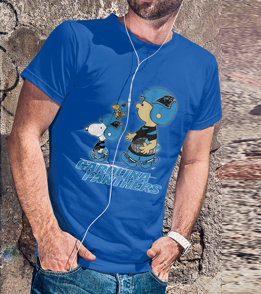 Snpfootball CAROLINA PANTHERS Peanuts Characters Blue Helmet T-Shirt