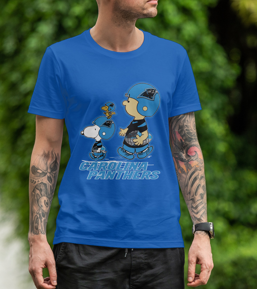Snpfootball CAROLINA PANTHERS Peanuts Characters Blue Helmet T-Shirt