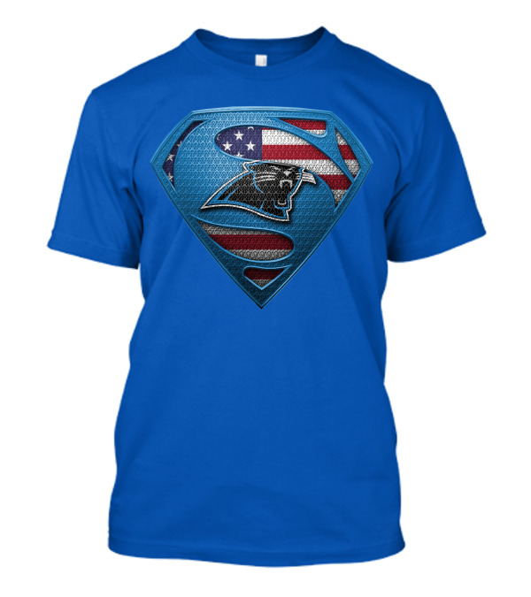 SPM Carolina Panthers American Flag Superman Emblem T-Shirt
