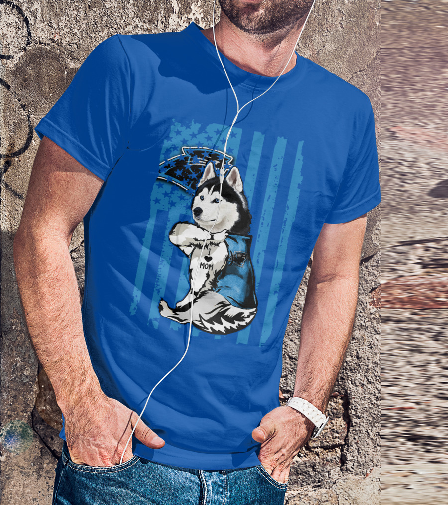 Siberian Husky Carolina Panthers I Love Mom Star T-Shirt