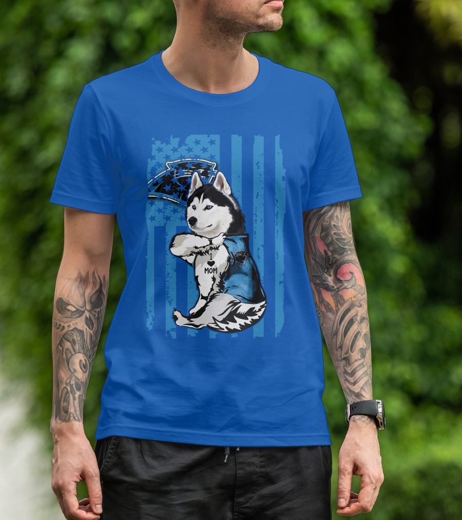Siberian Husky Carolina Panthers I Love Mom Star T-Shirt
