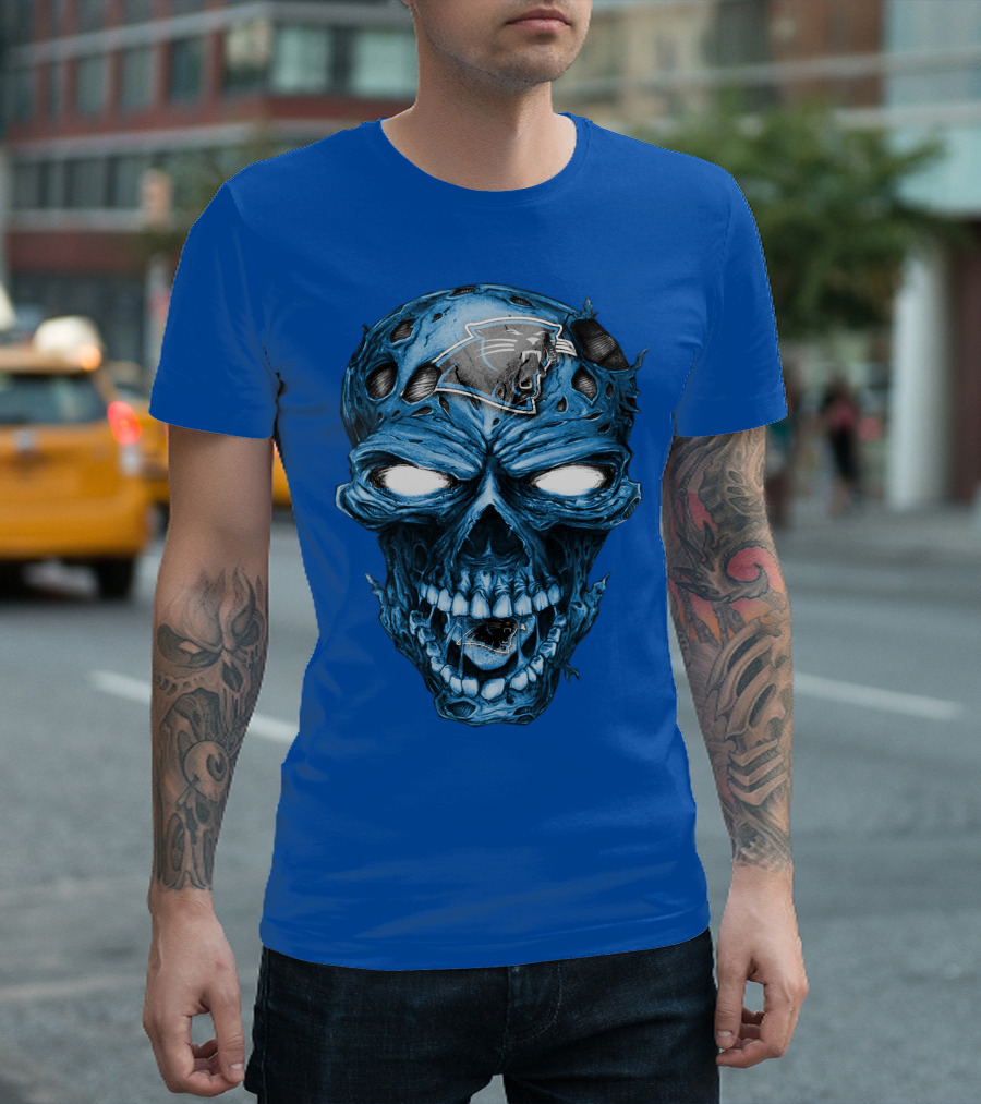 Carolina Panthers Blue Skull Supernatural Fan Gear T-Shirt