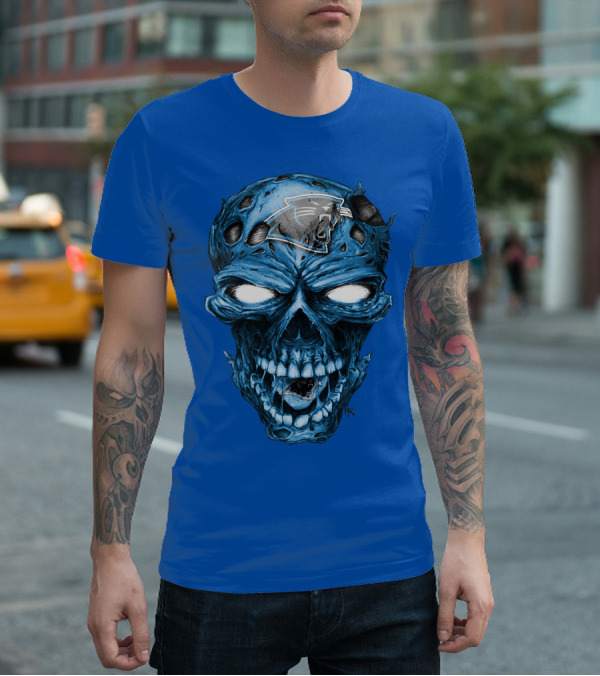 Carolina Panthers Blue Skull Supernatural Fan Gear T-Shirt