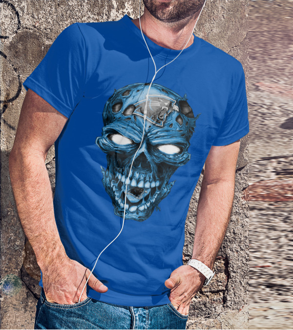 Carolina Panthers Blue Skull Supernatural Fan Gear T-Shirt
