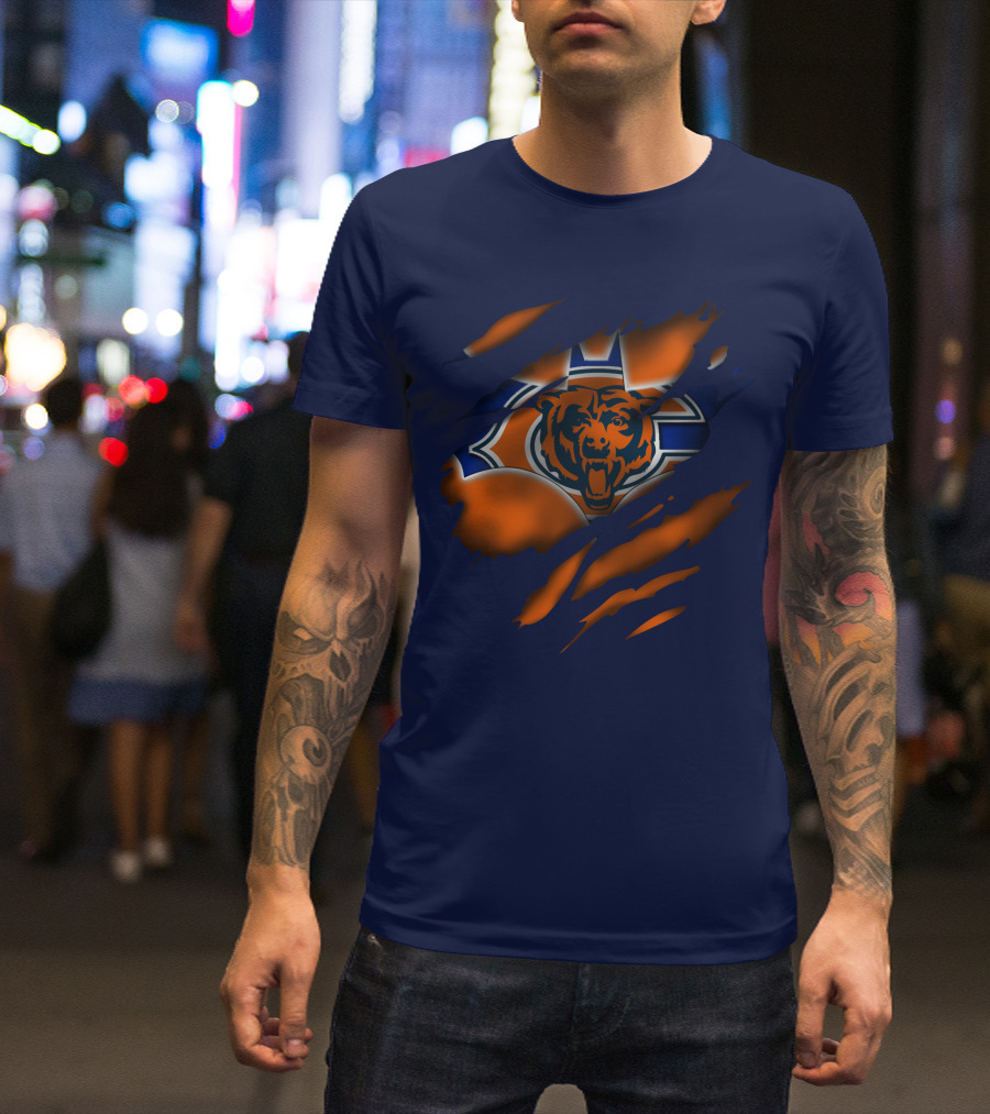 Chicago Bears 07 Vintage Logo Ripped Claw T-Shirt