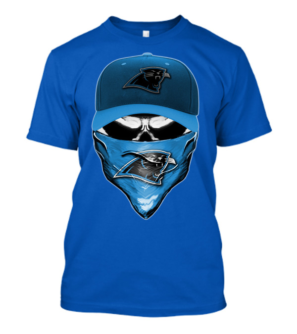Carolina Panthers Skull With Hat And Bandana T-Shirt
