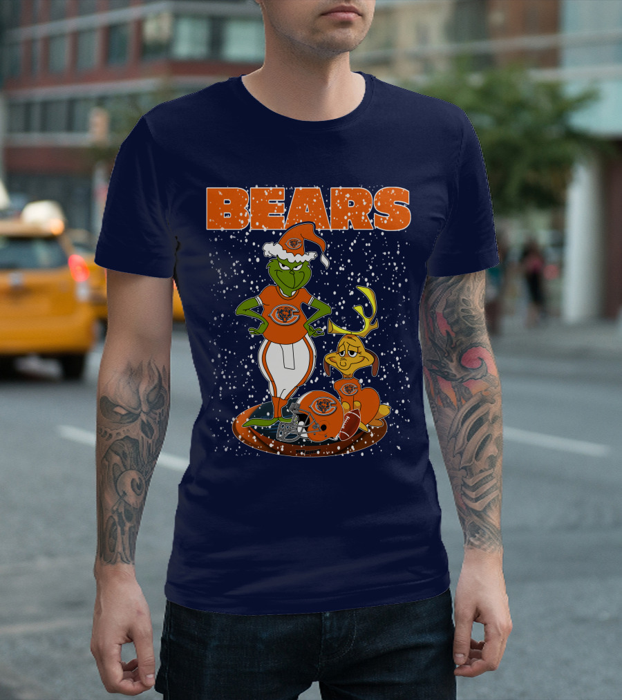Grinchxmas BEARS Christmas Chicago Football Collaboration T-Shirt