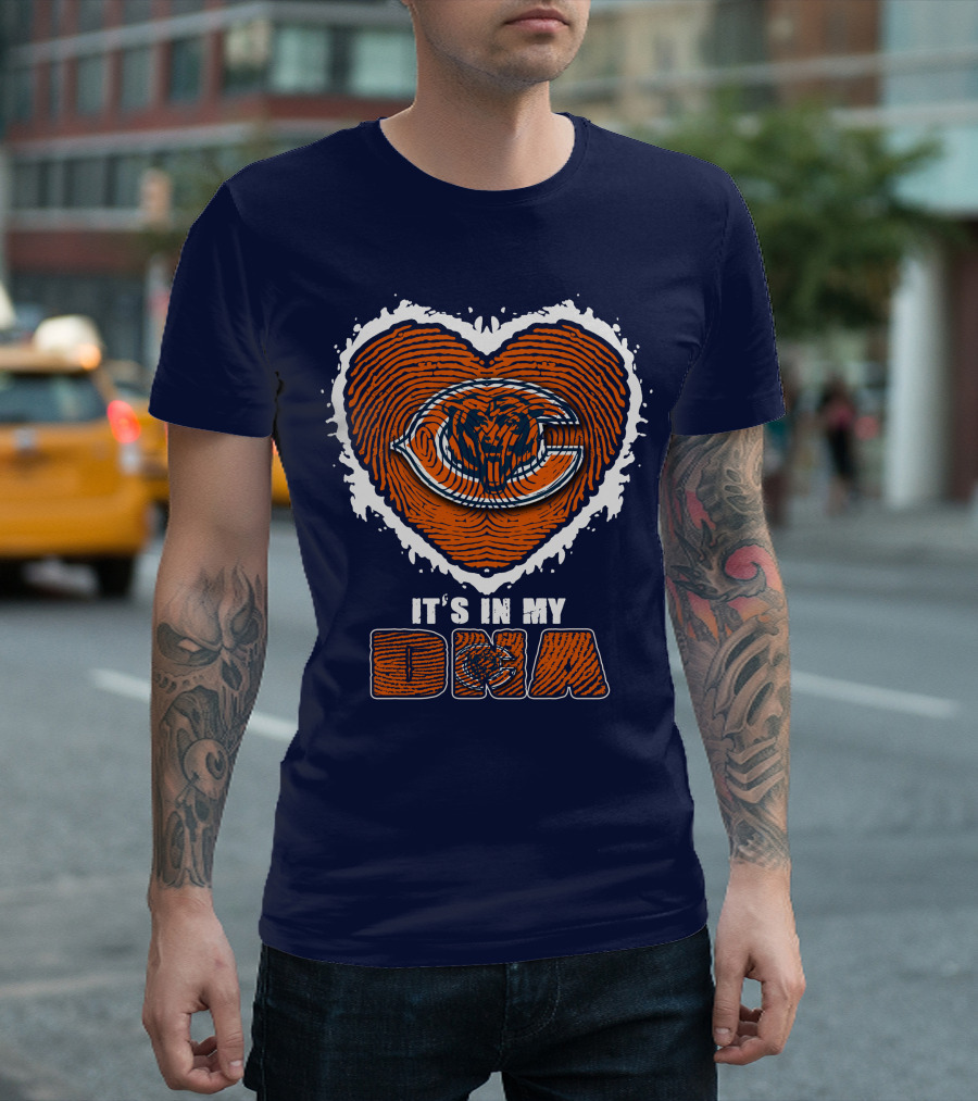It's In My DNA Chicago Bears Heart Fingerprint T-Shirt