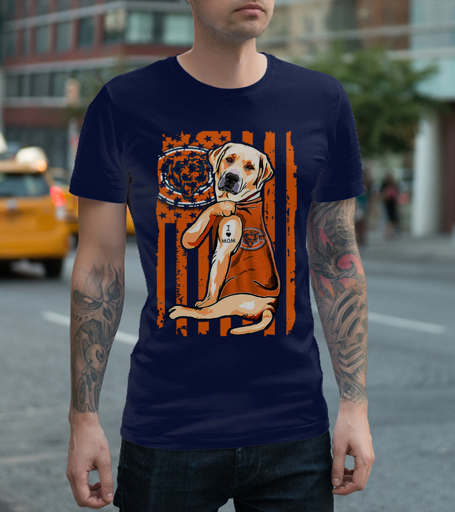 I LOVE MOM Labrador Retriever CHICAGO BEARS T-Shirt