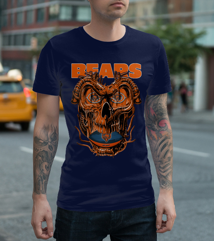 BEARS Dragonskull Football CHICAGO T-Shirt