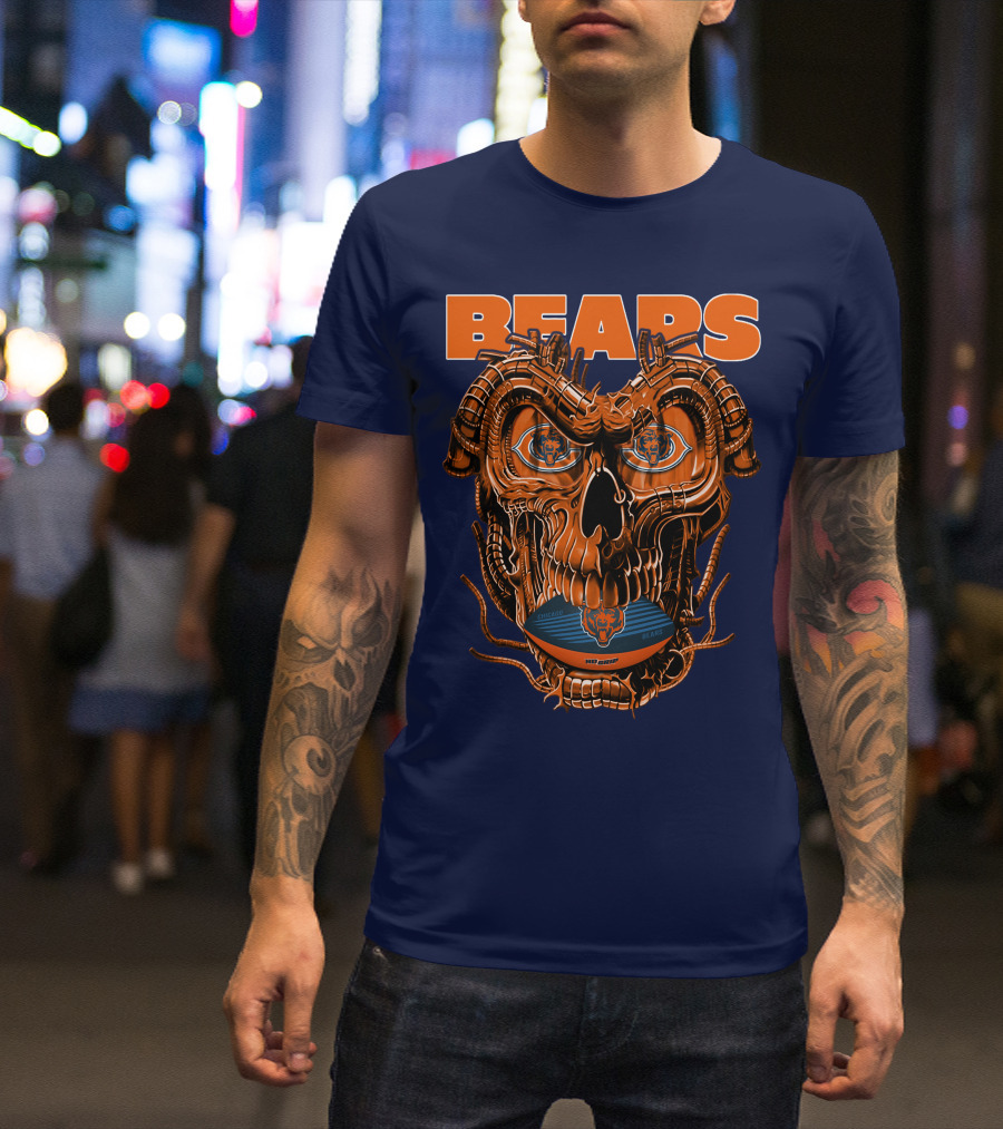 BEARS Dragonskull Football CHICAGO T-Shirt