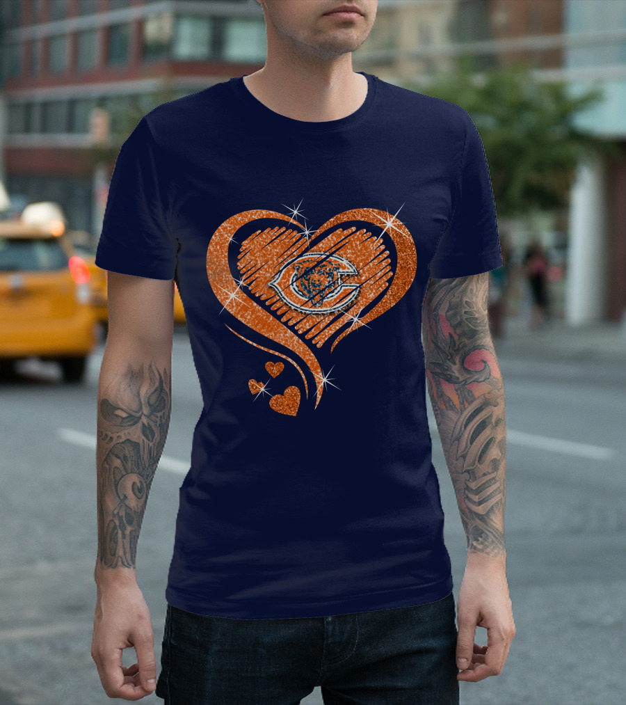 Heart Diamond Chicago Bears Sparkle Hearts T-Shirt