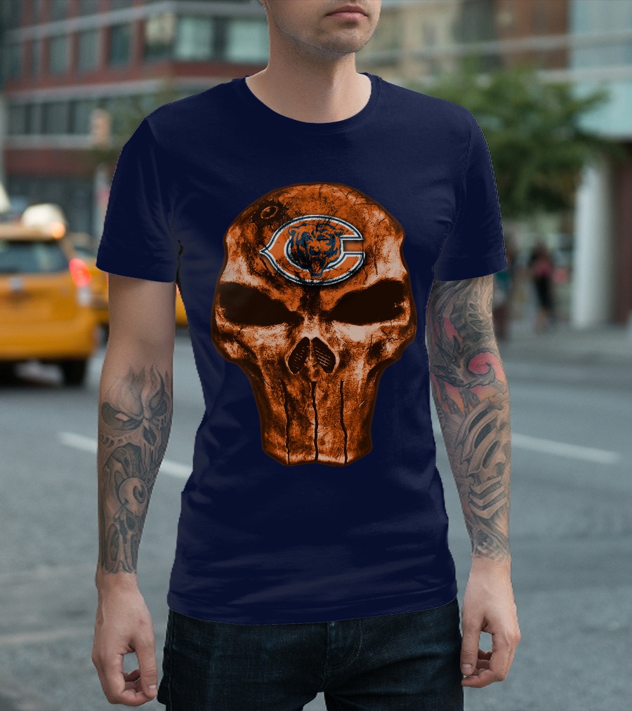Skull Chicago Bears Logo Skull T-Shirt