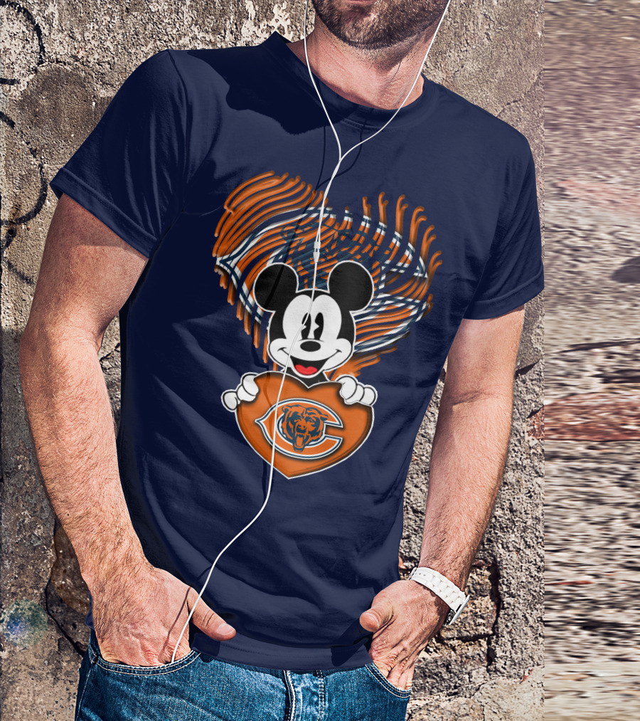 Mick Chicago Bears Heart Logo Fan T-Shirt