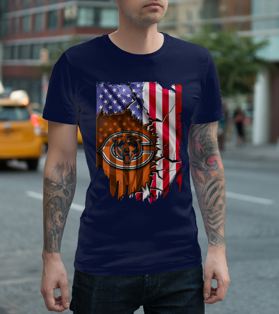 American Flag Chicago Bears Logo Stars Stripes T-Shirt