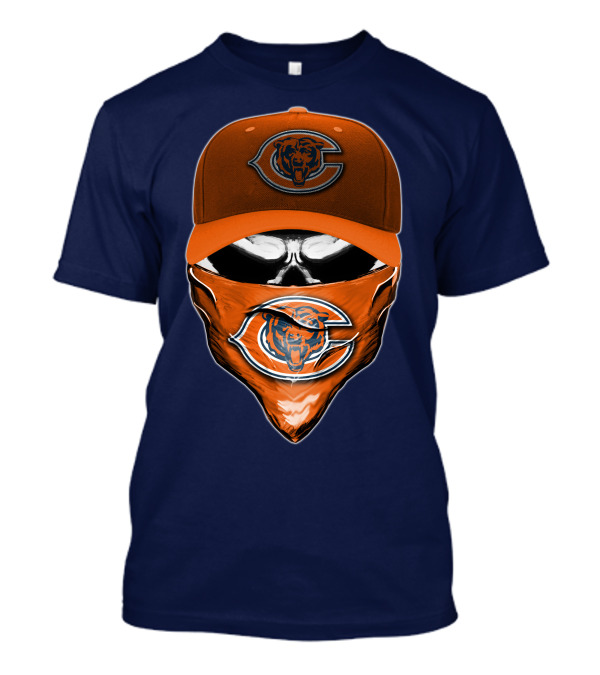 Chicago Bears Skull V6 Face Mask And Cap T-Shirt