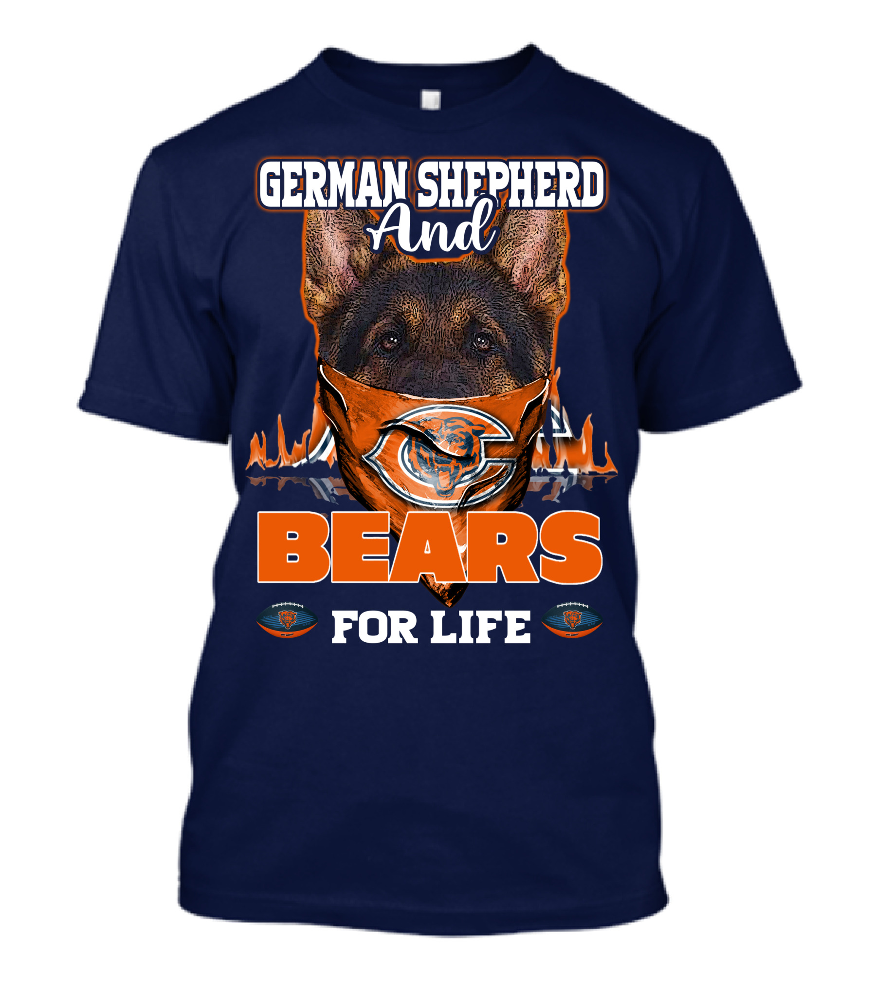 German Shepherd And Bears For Life Chicago Bears T-Shirt