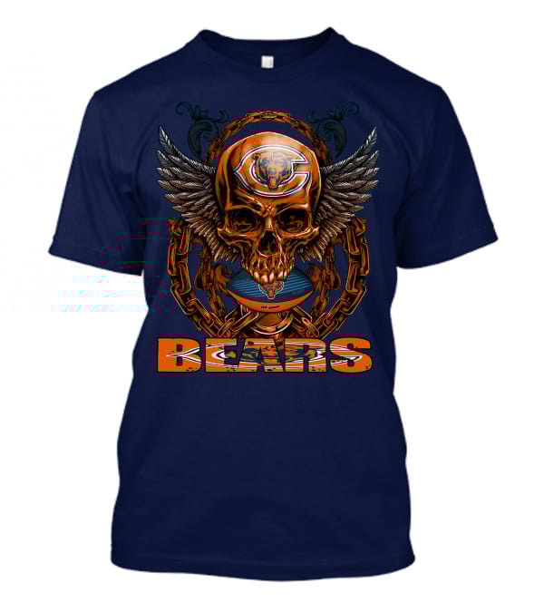 Chicago Bears Skull With Wings And Chains T-Shirt