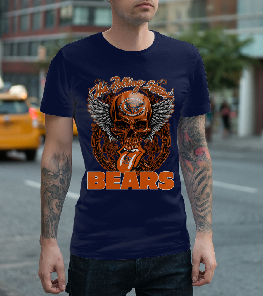 The Rolling Stones Chicago Bears Skull With Wings And Tongue T-Shirt