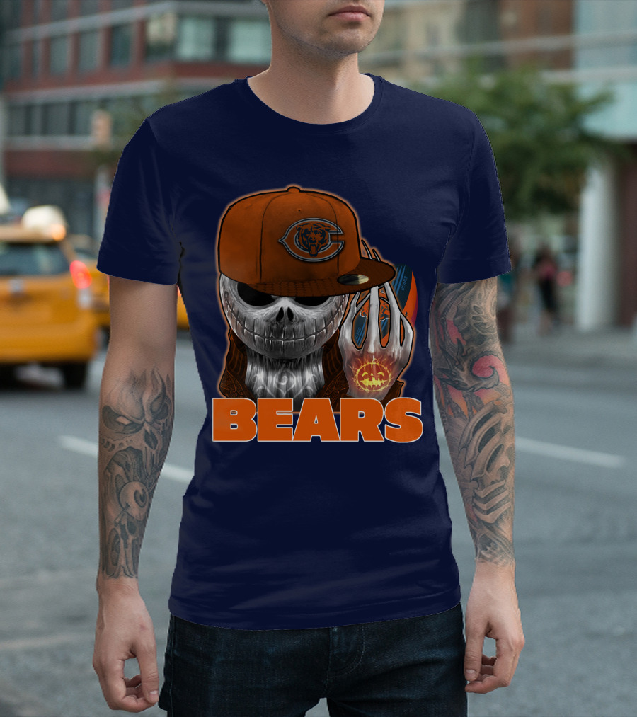 Jackskull BEARS CHICAGO Halloween Football Skeleton T-Shirt