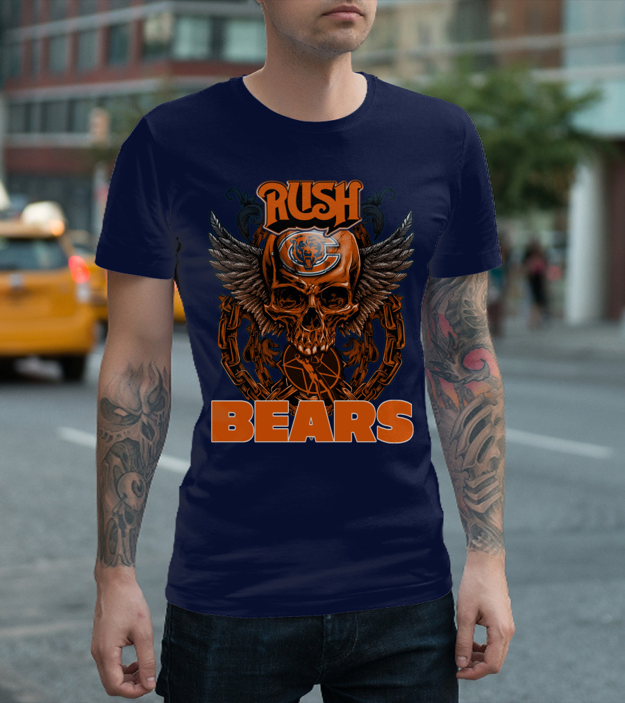 Rush Chicago Bears Skull Wings Chain T-Shirt