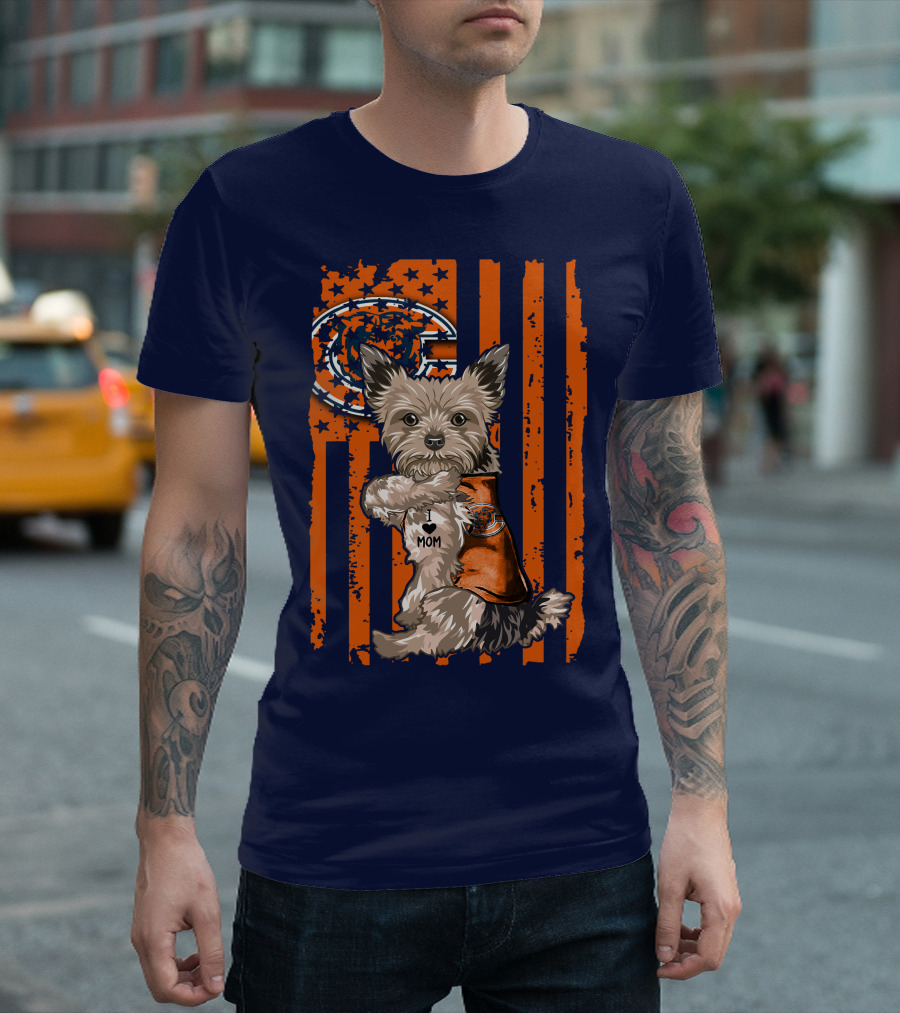 Yorkshire Terrier I Love Mom CHICAGO BEARS T-Shirt