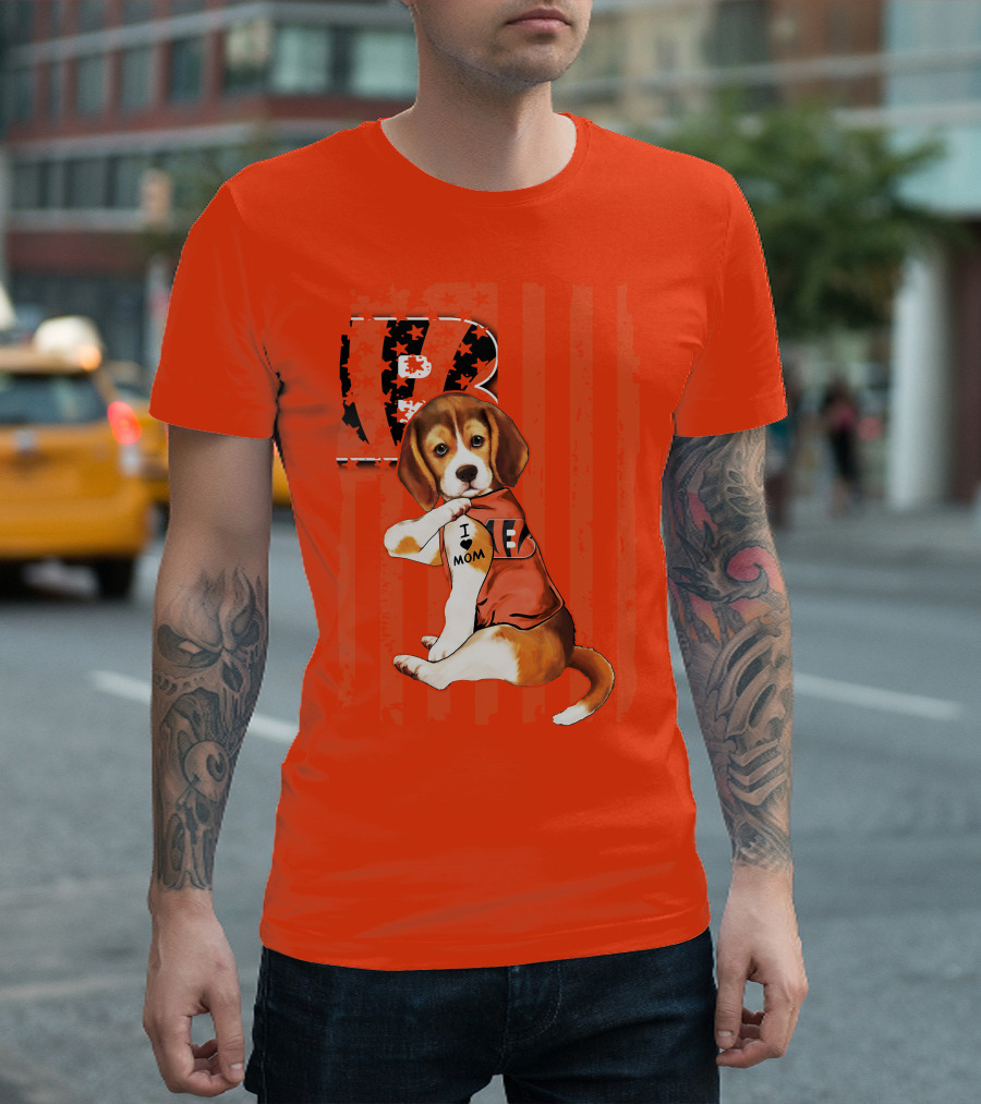Beagle I Love Mom Cincinnati Bengals B T-Shirt