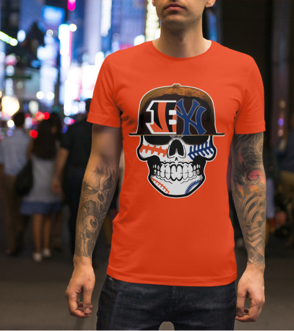 Cincinnati Bengals Yankees Skull Sports Fusion T-Shirt