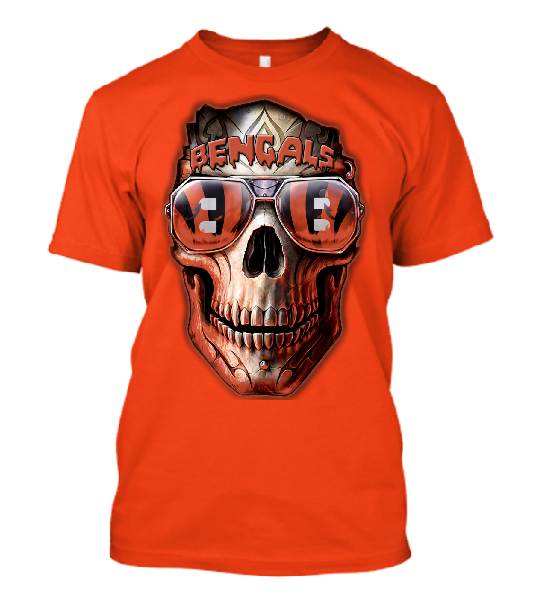 Bengals Skull Sunglasses 38 Orange T-Shirt