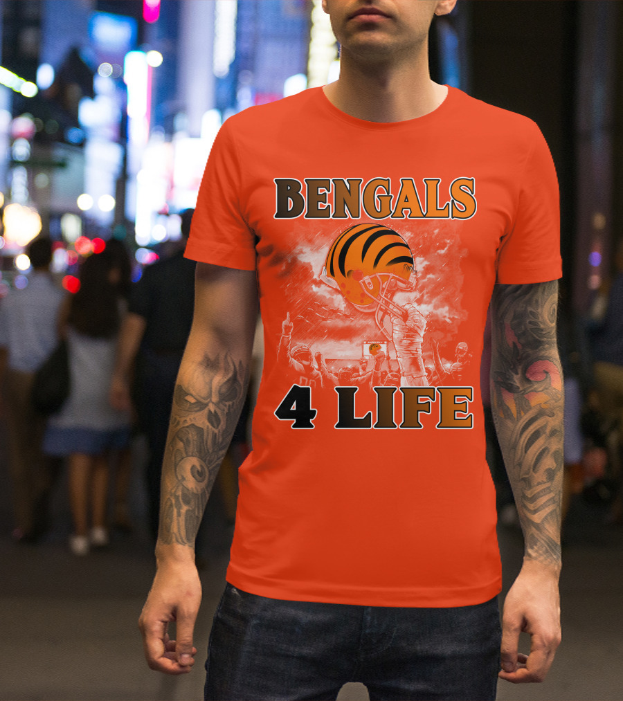 Bengals 4 Life Cincinnati Football Team Helmet Celebration T-Shirt