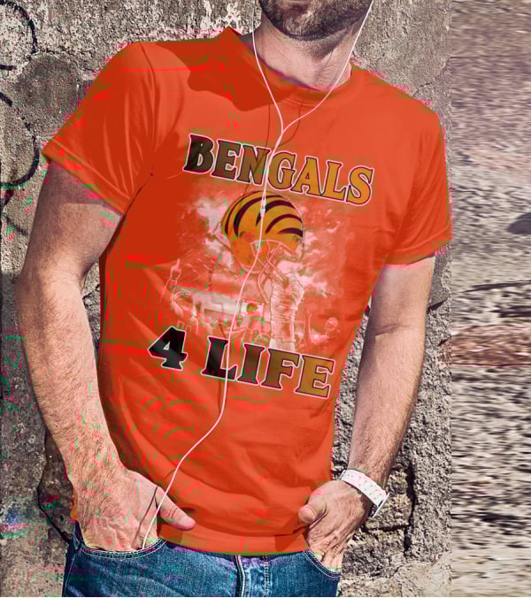 Bengals 4 Life Cincinnati Football Team Helmet Celebration T-Shirt