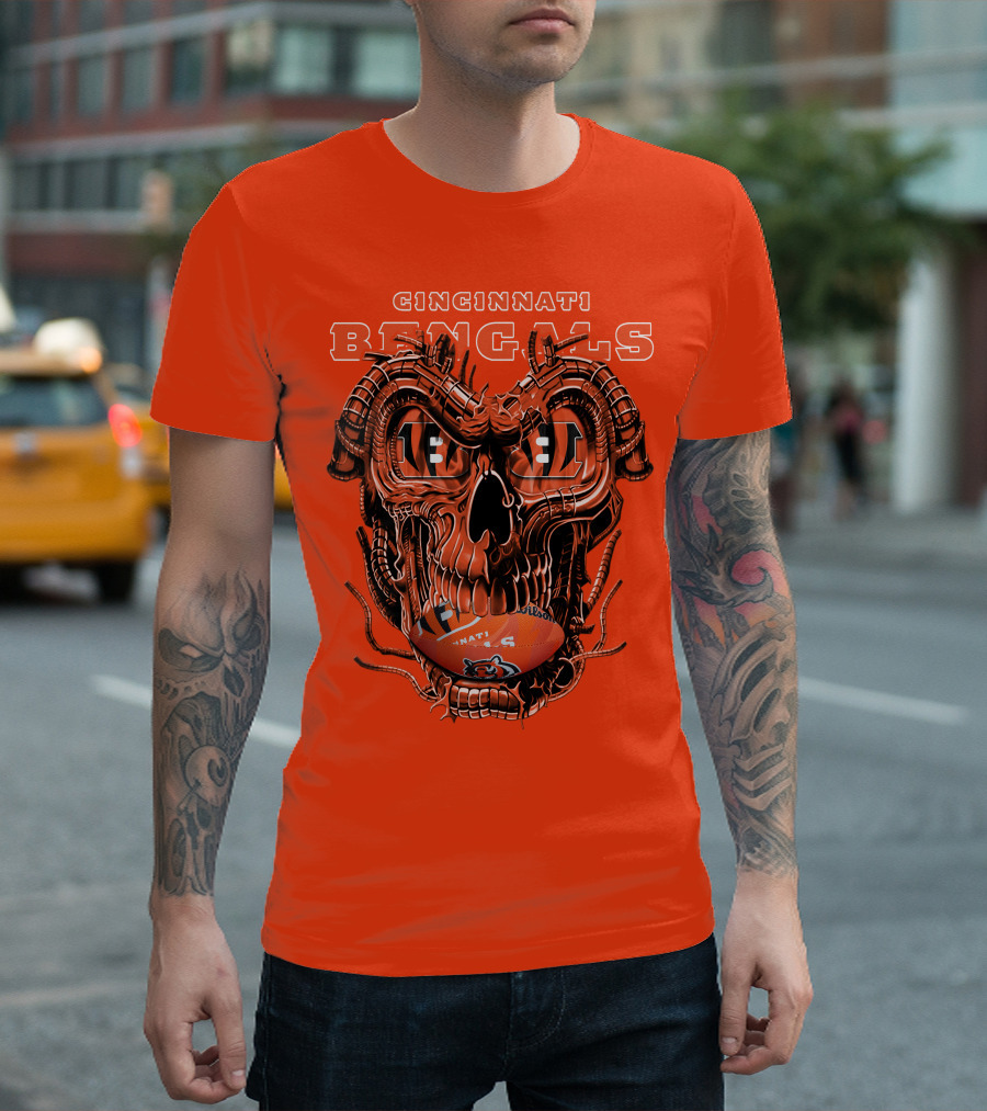 CINCINNATI BENGALS Dragonskull Football T-Shirt